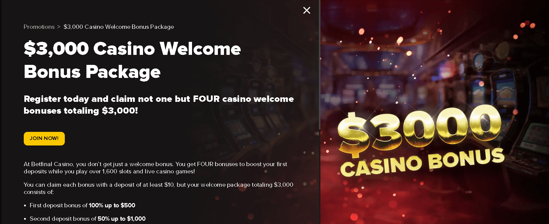 Betfinal welcome bonus